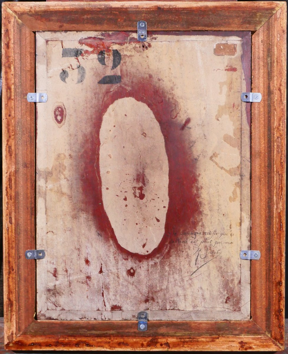 Rodolphe Jacobs, 19th Century, Couple In A Blue Interior, Painting, Circa 1890, Belgian Impressionism-photo-5