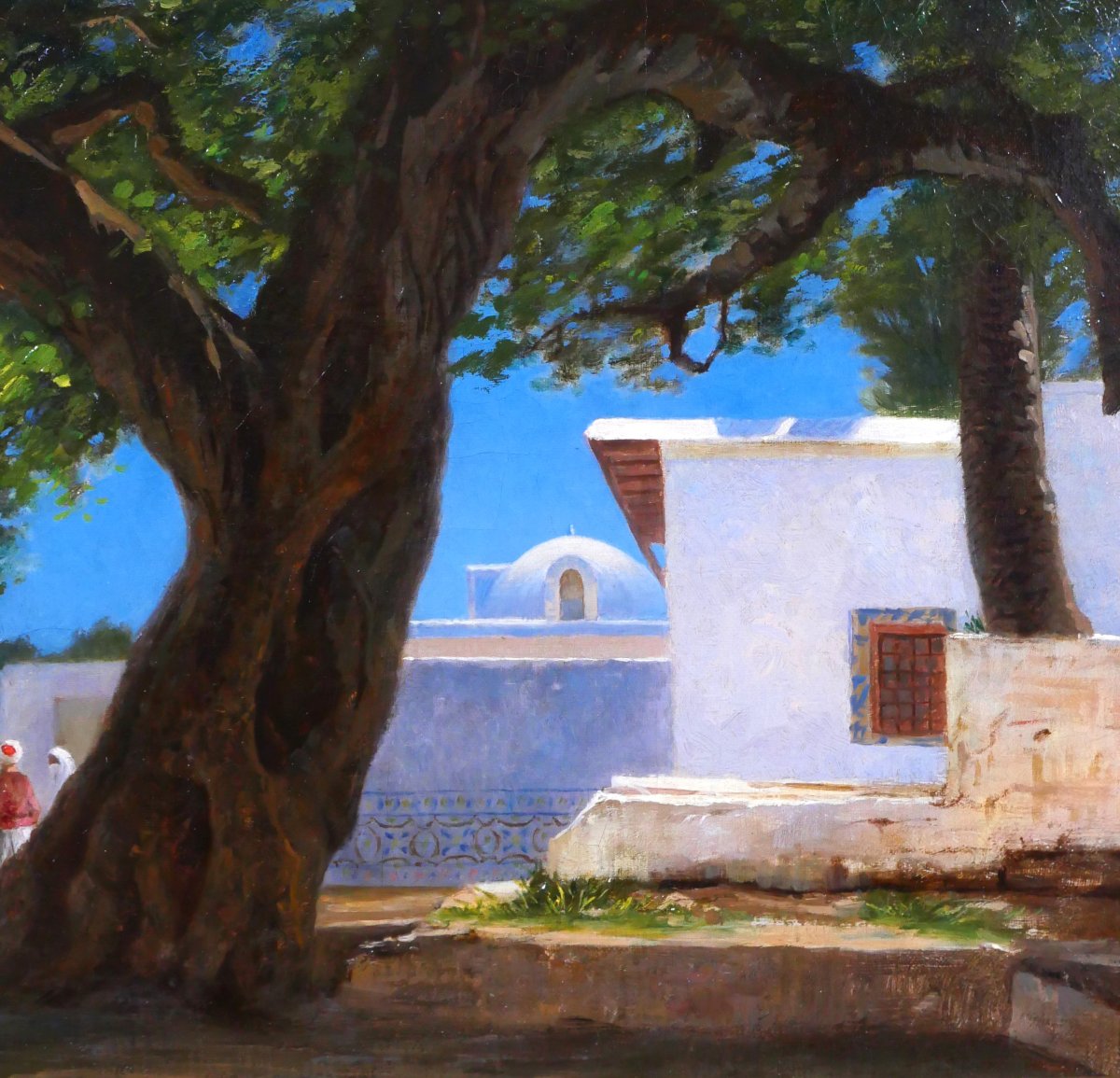 Emile-Pierre BERTRAND, Paysage orientaliste à l'arbre, tableau, 1889 Tunisie Maroc Algérie-photo-4