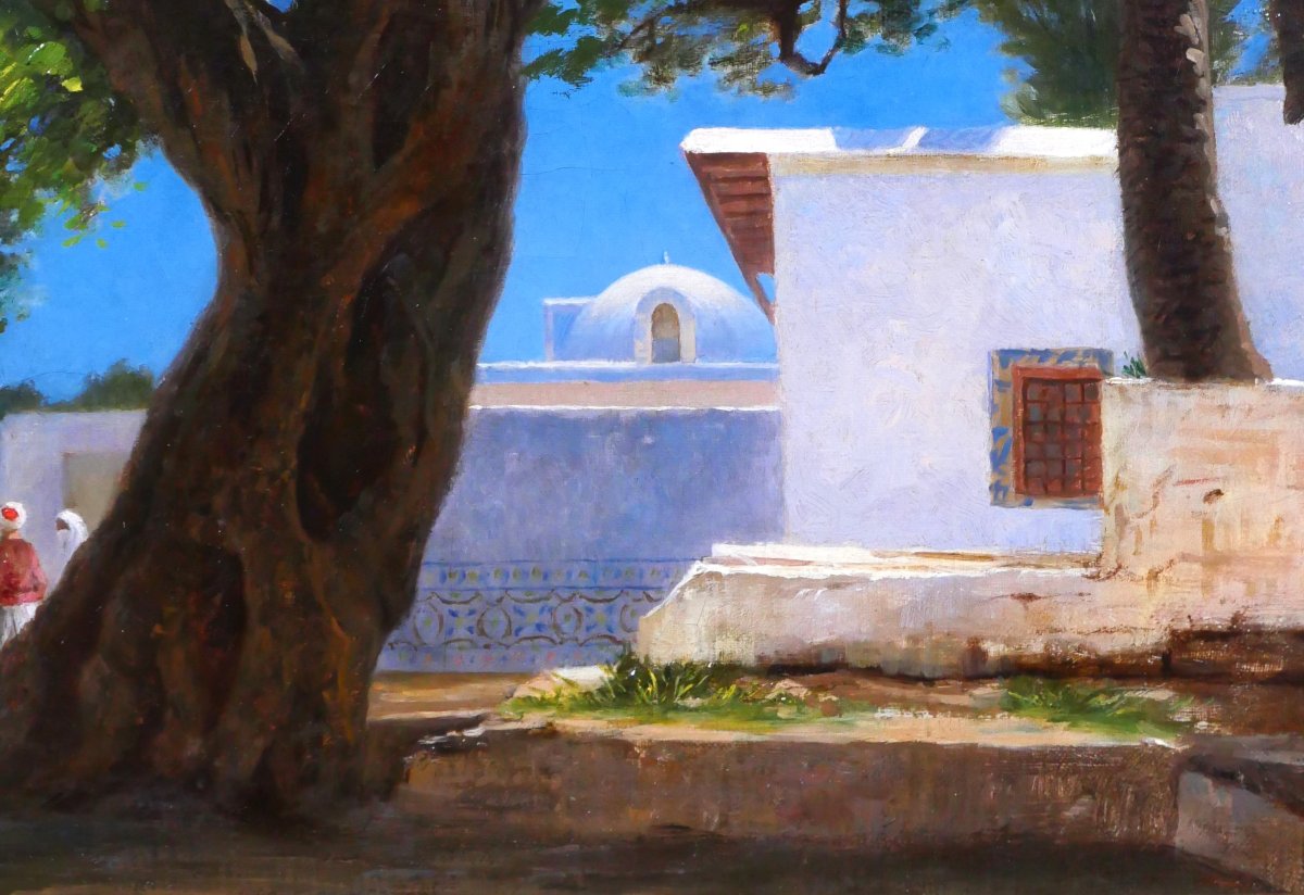 Emile-Pierre BERTRAND, Paysage orientaliste à l'arbre, tableau, 1889 Tunisie Maroc Algérie-photo-3