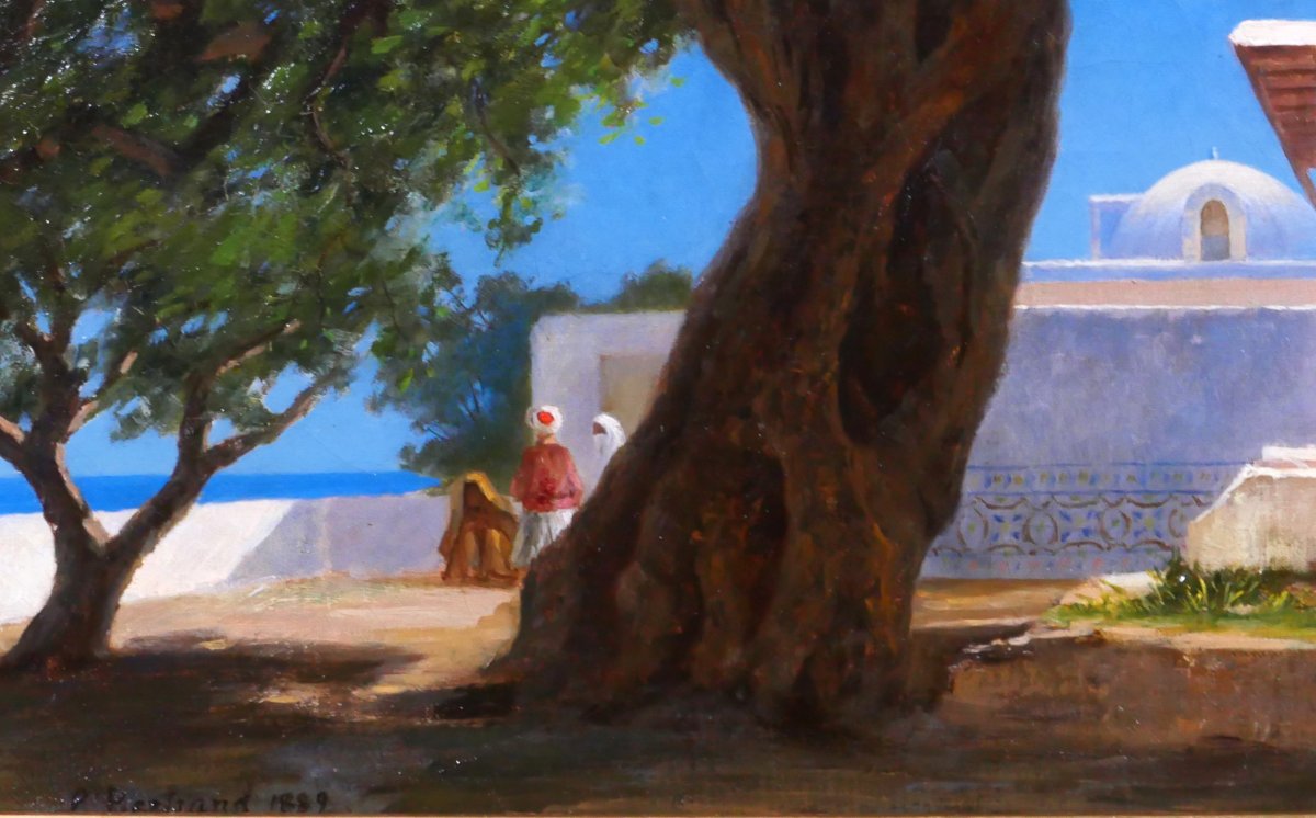 Emile-Pierre BERTRAND, Paysage orientaliste à l'arbre, tableau, 1889 Tunisie Maroc Algérie-photo-4