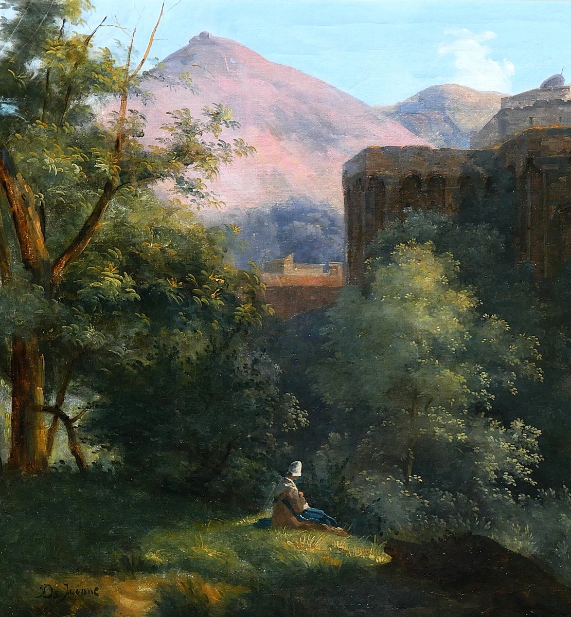 François-louis Dejuinne 1784-1844 Puy-de-dôme, Landscape, Saint-léger Church In Royat, Painting-photo-3
