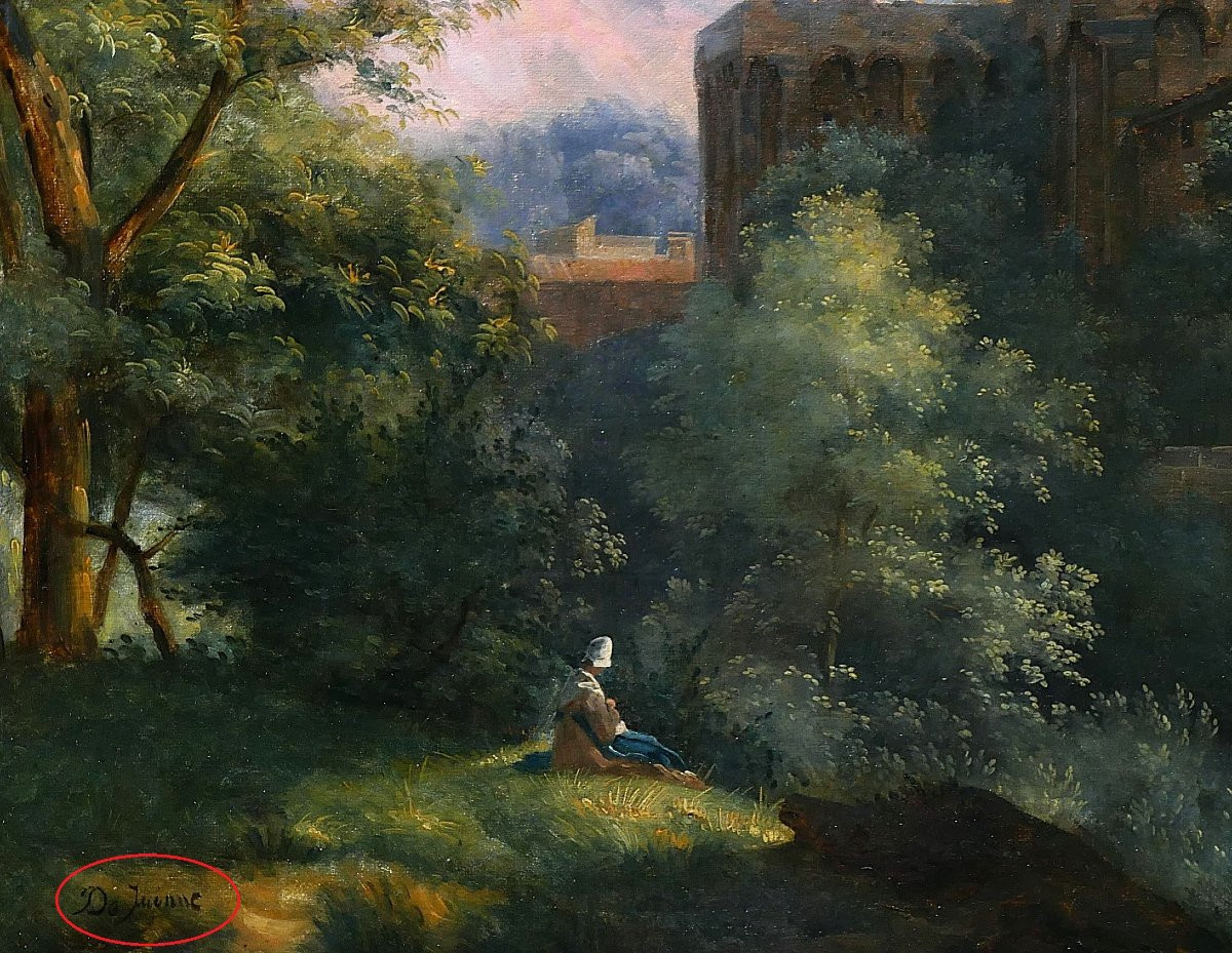 François-louis Dejuinne 1784-1844 Puy-de-dôme, Landscape, Saint-léger Church In Royat, Painting-photo-5