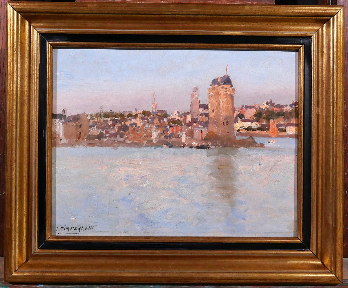 Louis Timmermans 1846-1910 Saint-malo, Brittany, The Solidor Tower, Painting C. 1900 Seascape -photo-2