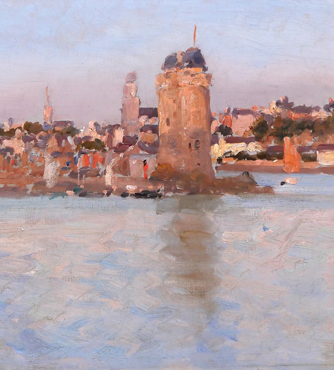 Louis Timmermans 1846-1910 Saint-malo, Brittany, The Solidor Tower, Painting C. 1900 Seascape -photo-4