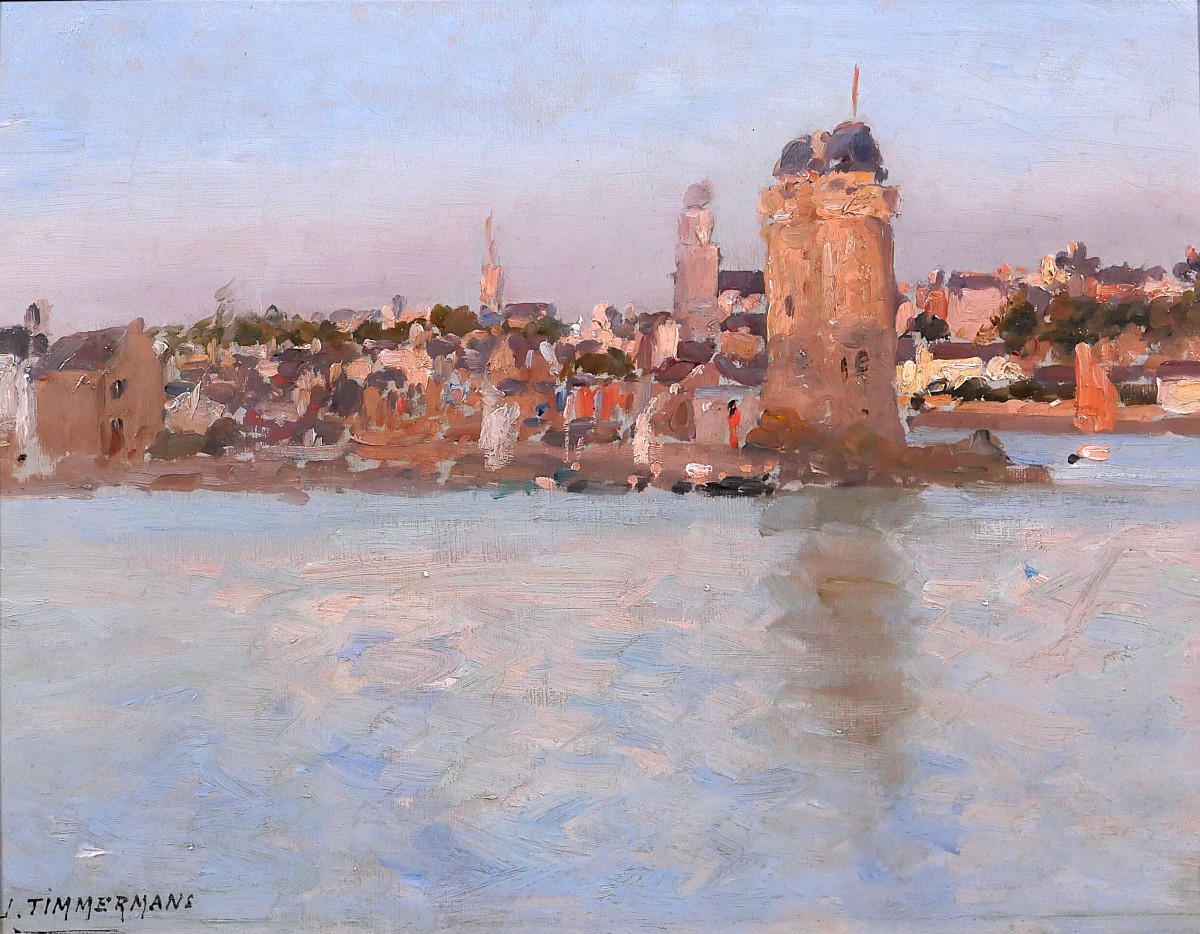 Louis Timmermans 1846-1910 Saint-malo, Brittany, The Solidor Tower, Painting C. 1900 Seascape 