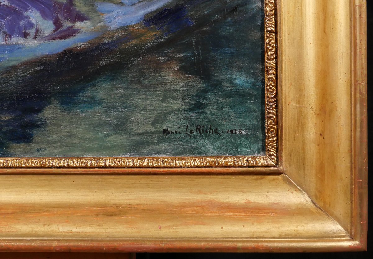 Henri Le Riche 1868-1944 Venice, Night Festival, Painting, 1928 Italy Art Deco Fireworks-photo-7