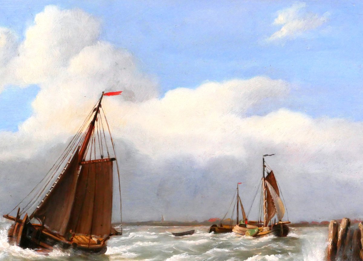 Louis Verboeckhoven 1802-1889 Belgian Or Dutch Ships At Sea, Painting, Circa 1840 Marine-photo-2