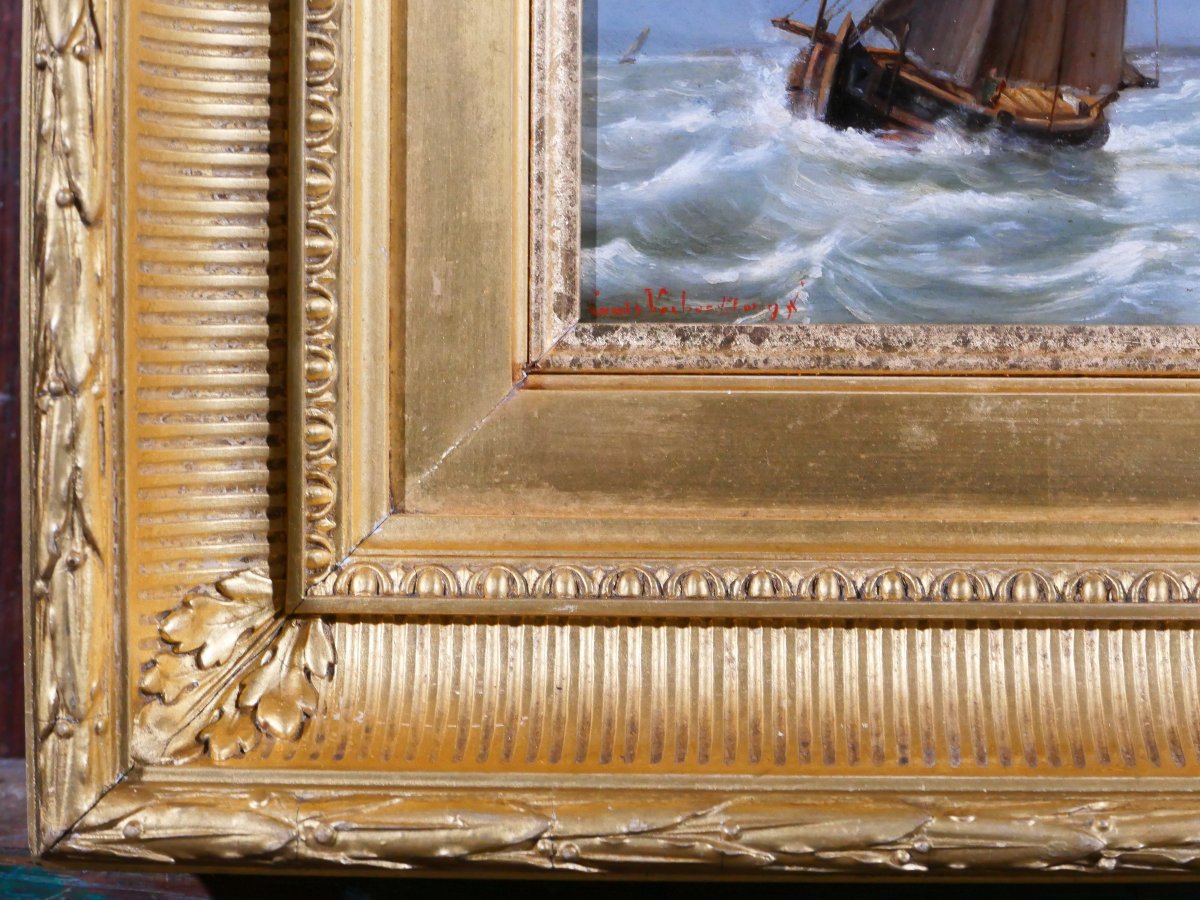 Louis Verboeckhoven 1802-1889 Belgian Or Dutch Ships At Sea, Painting, Circa 1840 Marine-photo-5
