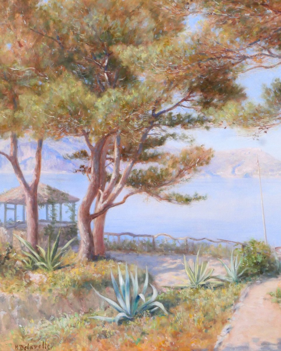 Henri-V. Delavelle 1868-1919 Saint-Jean-Cap-Ferrat, le jardin, tableau vers 1900 Eze Beaulieu-photo-3