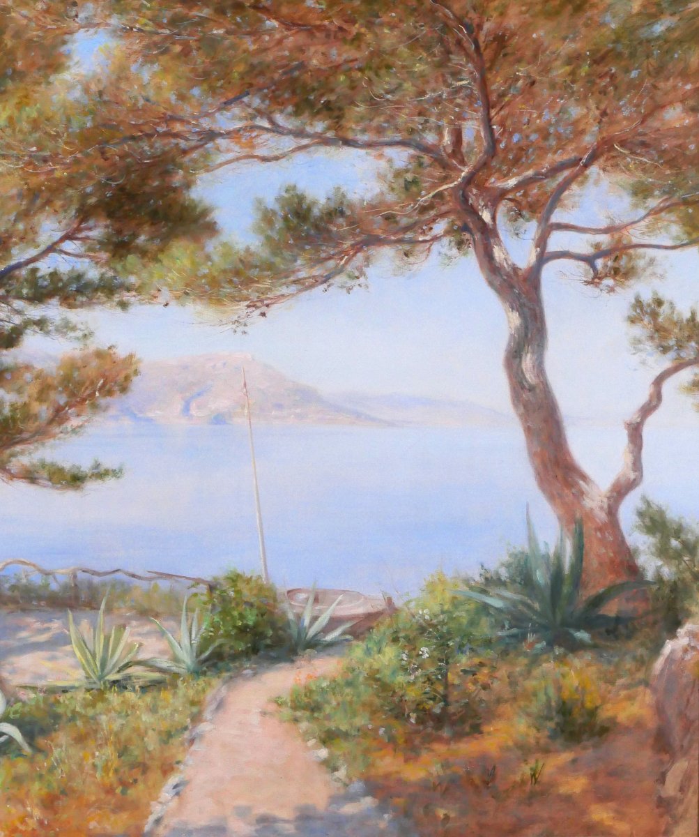 Henri-V. Delavelle 1868-1919 Saint-Jean-Cap-Ferrat, le jardin, tableau vers 1900 Eze Beaulieu-photo-4