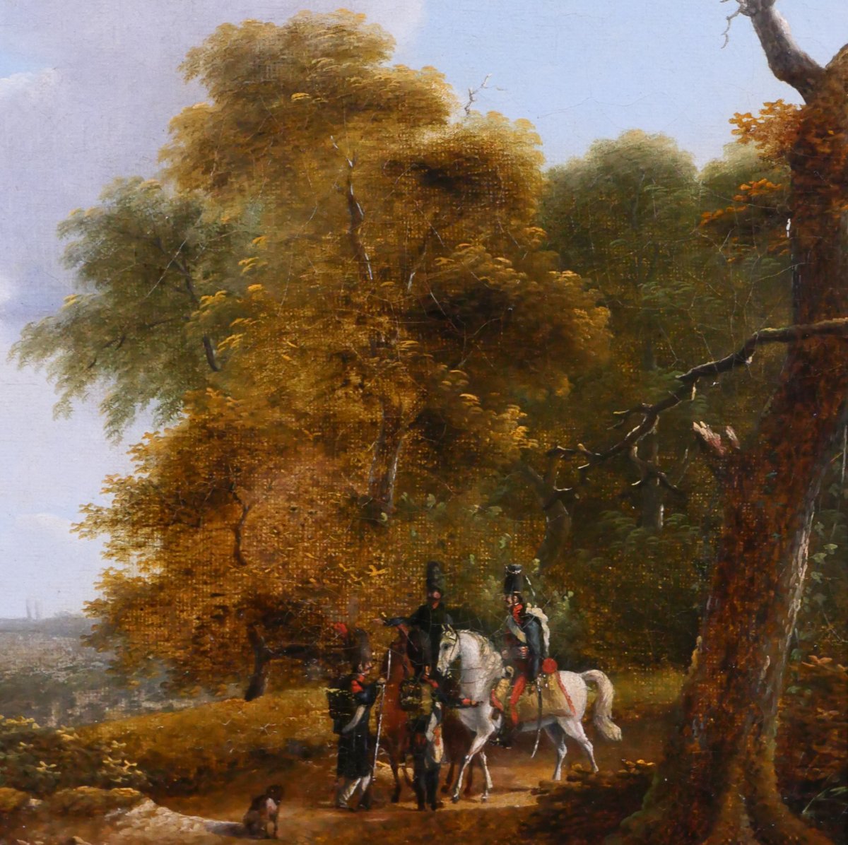 Swebach-Desfontaines (attr. à) 1769-1823 Soldats de Napoléon dans un paysage, tableau militaria-photo-3