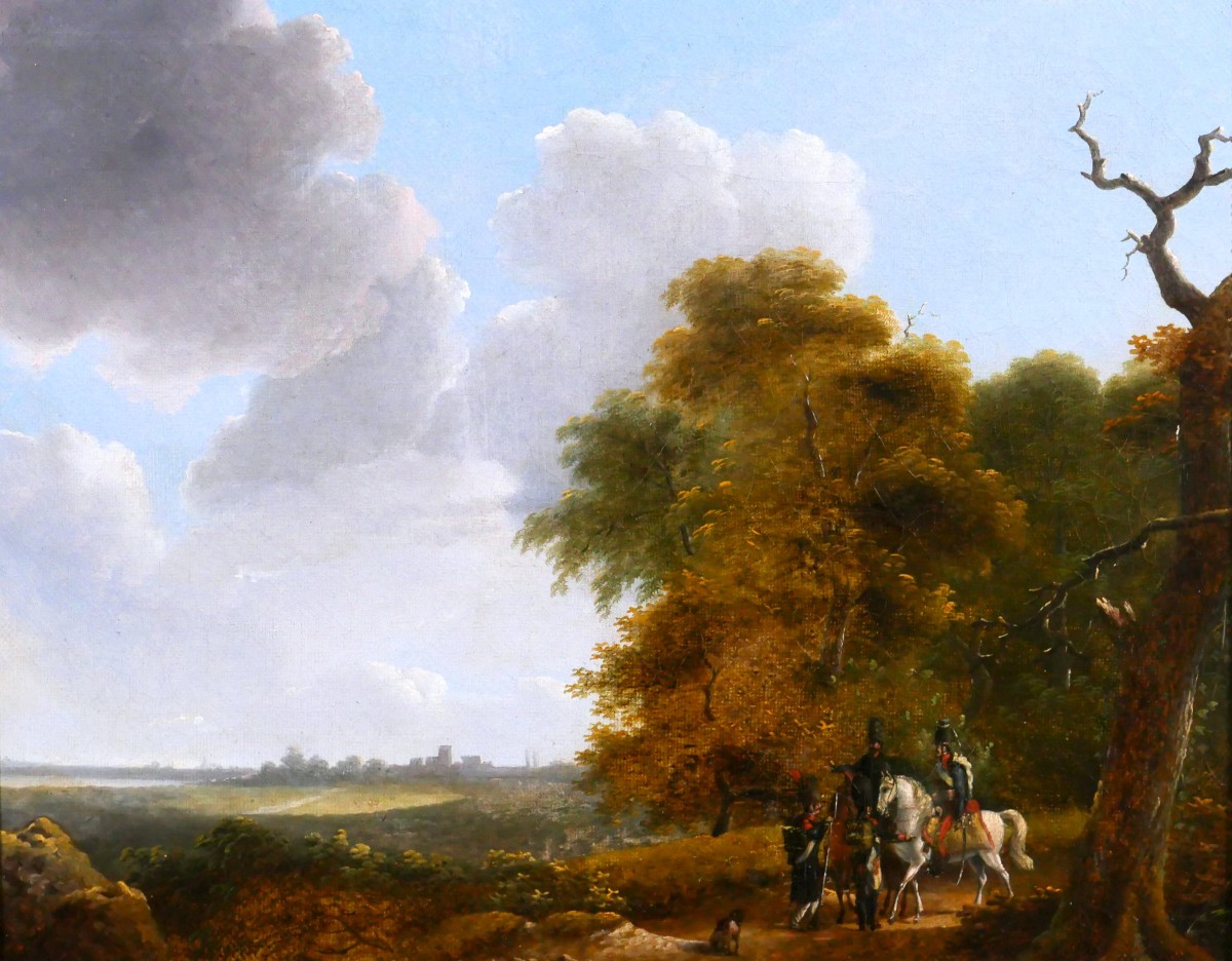 Swebach-Desfontaines (attr. à) 1769-1823 Soldats de Napoléon dans un paysage, tableau militaria