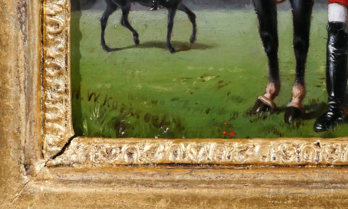 Hermanus Willem Koekkoek 1867-1929 Cuirrassier Prussien de la garde impériale, tableau cheval-photo-2