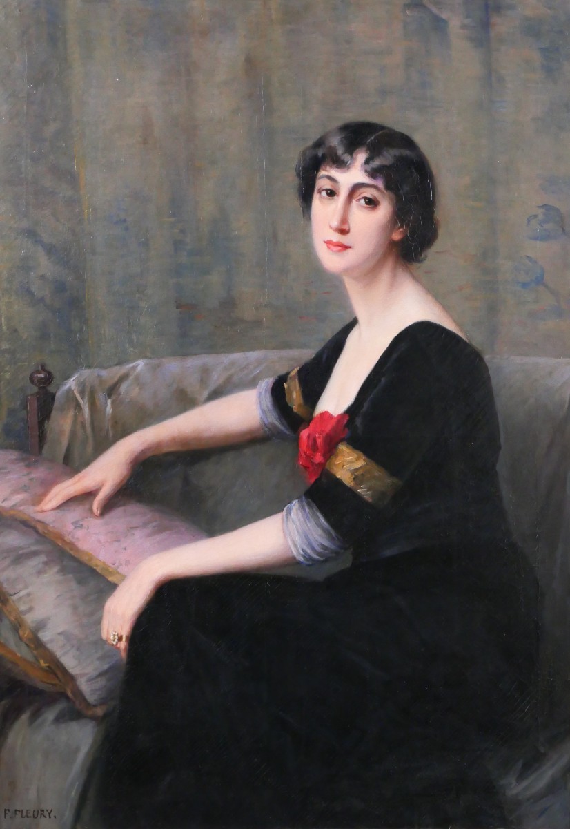 Fanny Fleury 1846-1923 Portrait de femme, tableau impressionnisme vers 1880-90 Henner Carolus