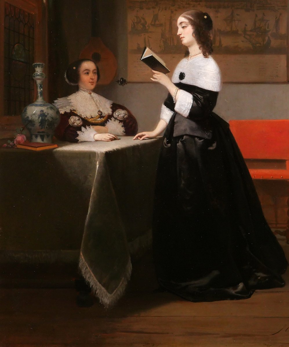 Johannes Cornelis Mertz 1819-1891 The Letter, Painting 1858 Interior Netherlands Vermeer Hooch-photo-4