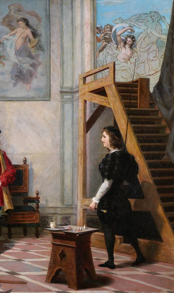 Pio Ludovico Barlaffa, The Painter Raphael And The Fornarina In His Studio, Painting, 1872-photo-2
