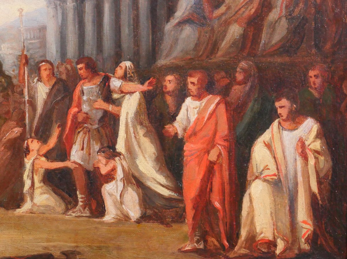 Ecole Française vers 1785-90 Coriolan part en exil, tableau néoclassique David Guérin Girodet-photo-3