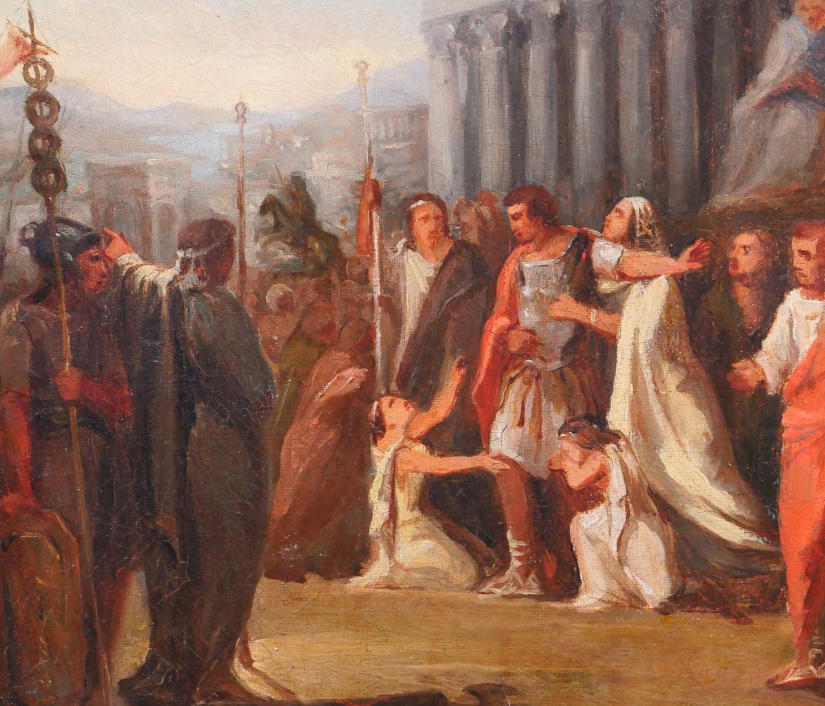 Ecole Française vers 1785-90 Coriolan part en exil, tableau néoclassique David Guérin Girodet-photo-4