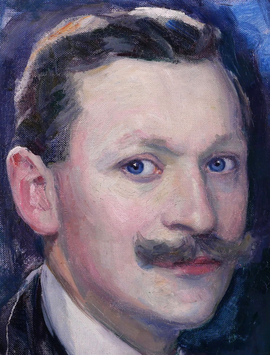 Hubert Glansdorff 1877-1963 Autoportrait, 1916, tableau, portrait homme Belgique artiste-photo-1