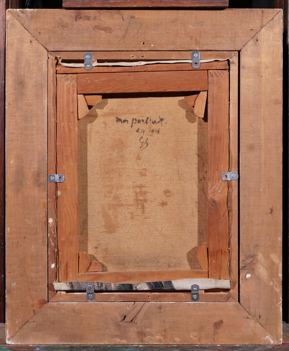 Hubert Glansdorff 1877-1963 Autoportrait, 1916, tableau, portrait homme Belgique artiste-photo-3