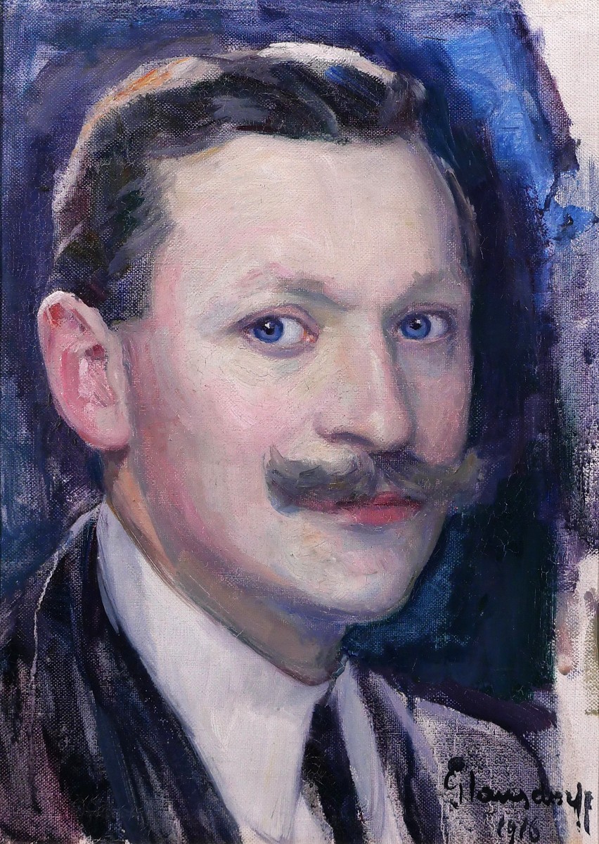 Hubert Glansdorff 1877-1963 Autoportrait, 1916, tableau, portrait homme Belgique artiste