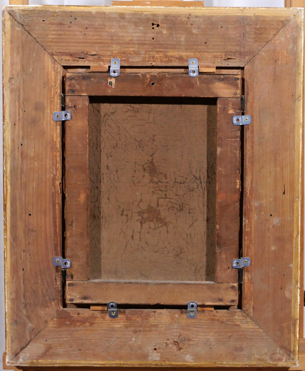 Clément Pruche 1811-1890 Landscape With Horseman At The Fountain, Romantic Painting Of A Horse-photo-5