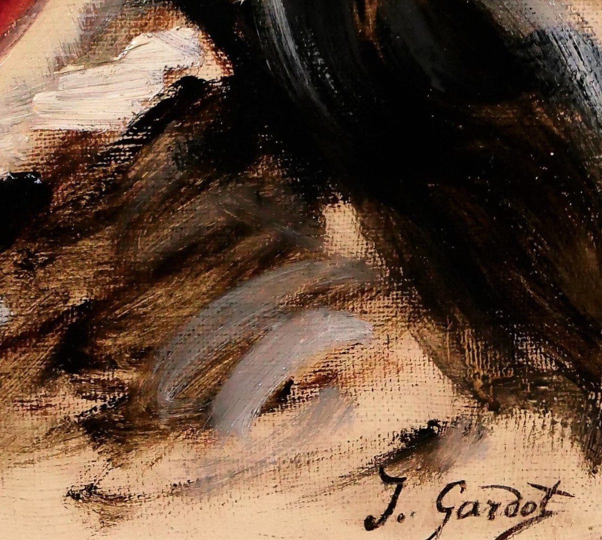 Jules Gardot 1828-1891 Portrait Of A Young Italian Woman, Painting, Italy, Circa 1870-photo-5