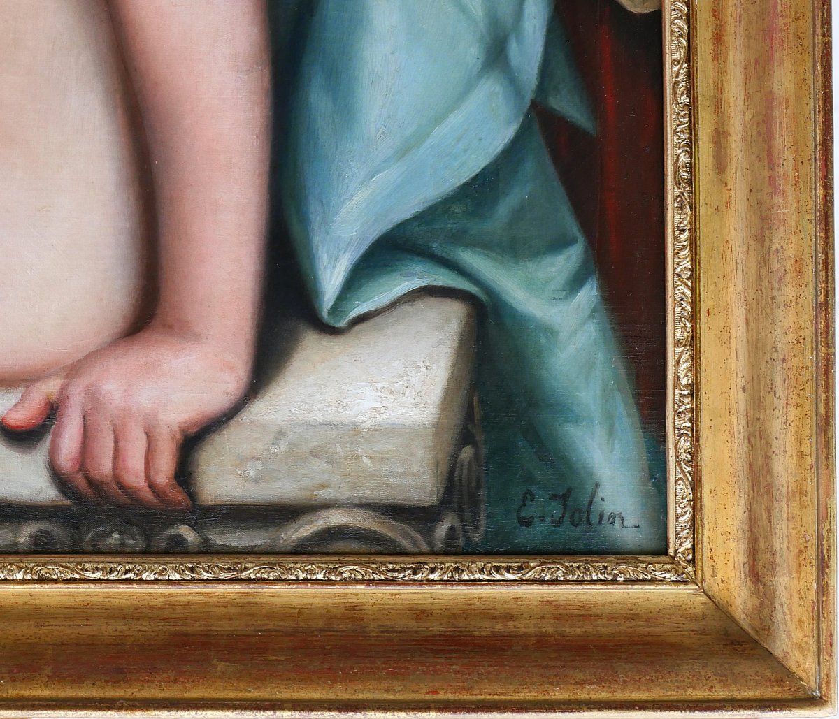 Edouard Jolin 1817-1892 Nude Woman Bathing, Roman Antiquity, Large Painting, Circa 1880-85-photo-6