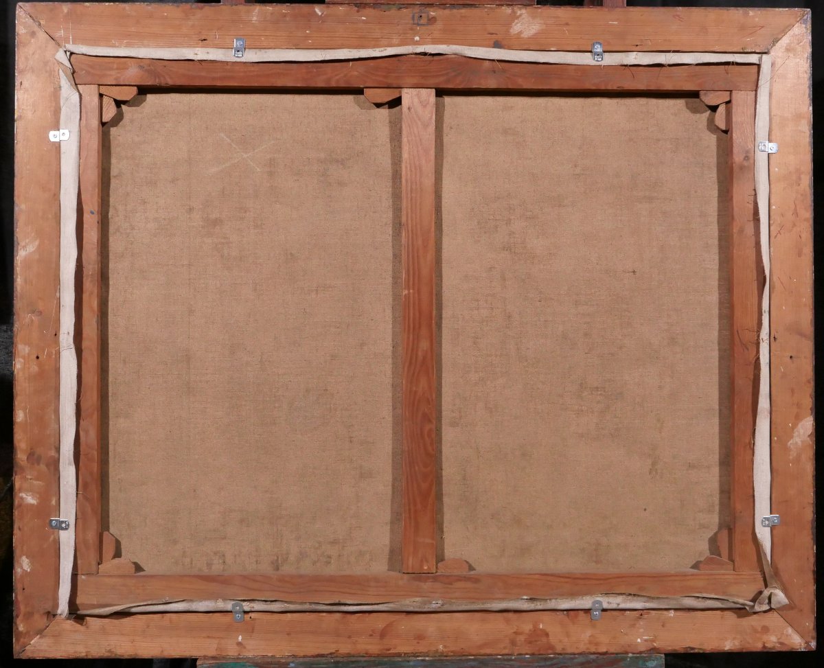 Jules Postel 1867-1955 Bruges, Flowers At The Beguinage, Large Painting, Circa 1930, Bruges Landscape-photo-6