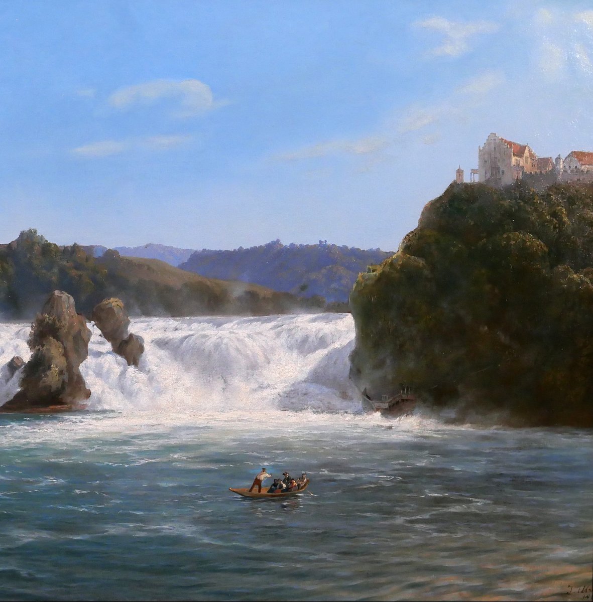 Johann Jakob ULRICH 1798-1877 Les chutes du Rhin, Neuhausen am Rheinfall, Suisse, tableau 1866-photo-4