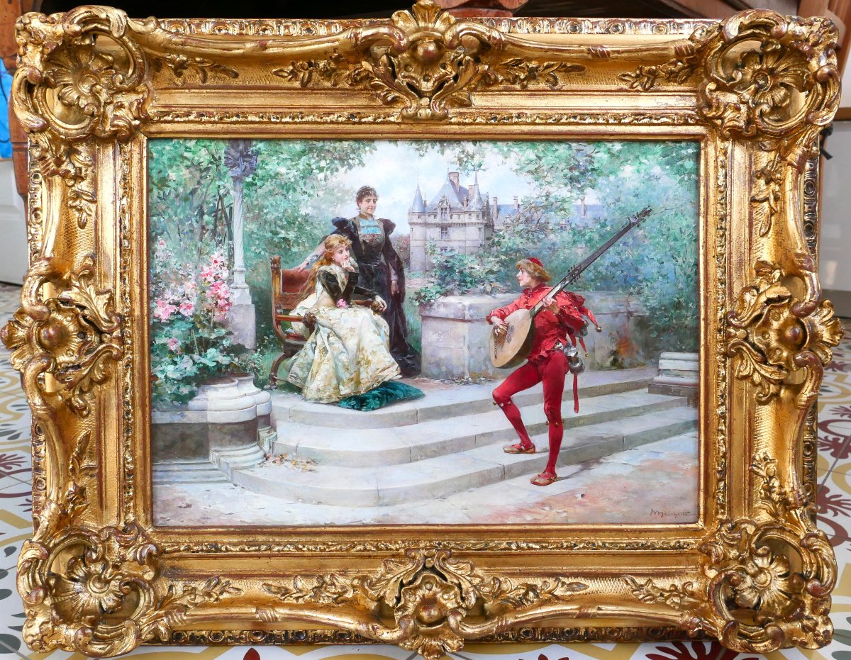 Ludovico Marchetti 1853-1909 Song Of Yesterday Painting 1892 Azay-le-rideau Theorbo Music-photo-2