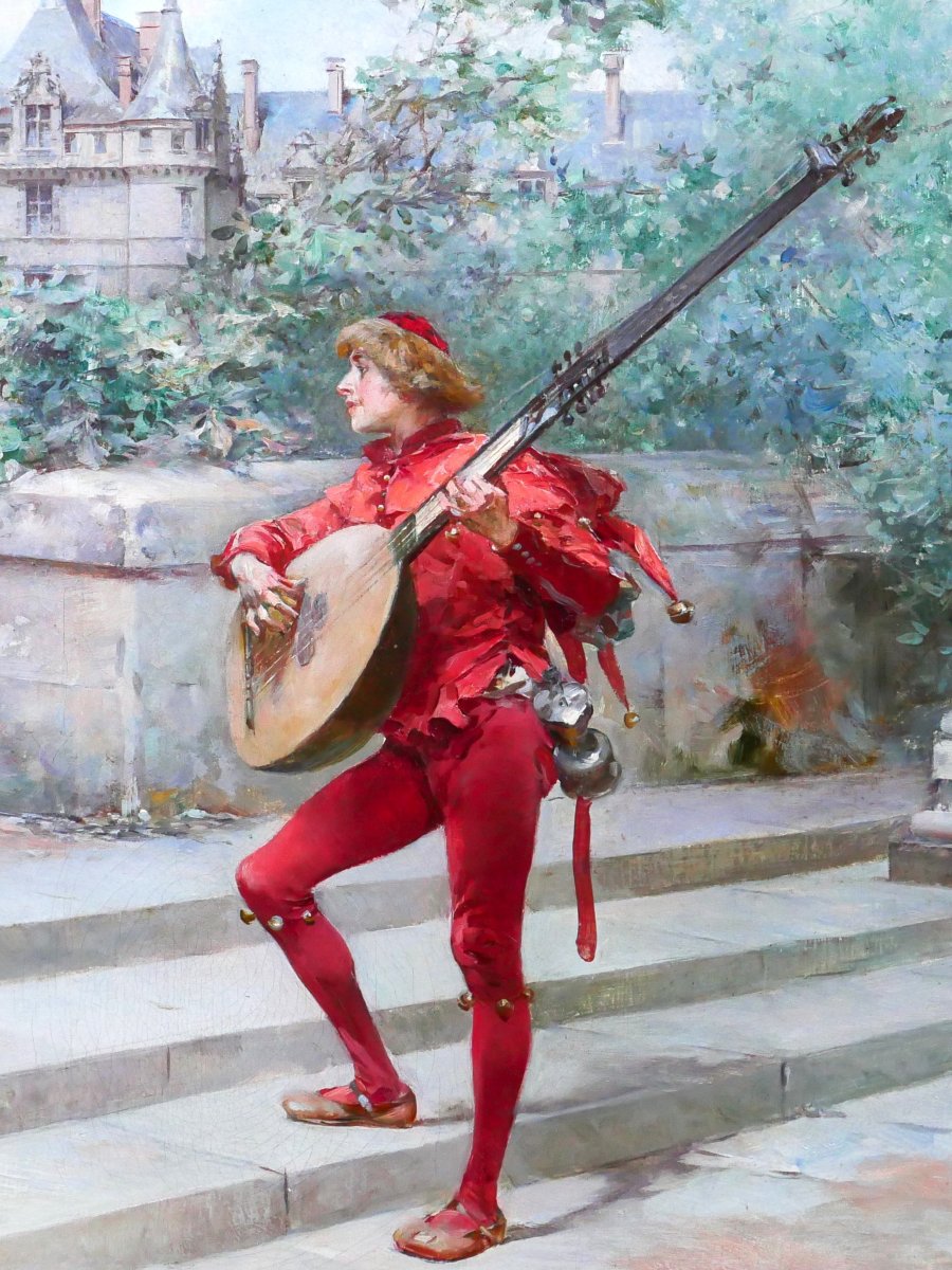 Ludovico Marchetti 1853-1909 Song Of Yesterday Painting 1892 Azay-le-rideau Theorbo Music-photo-3