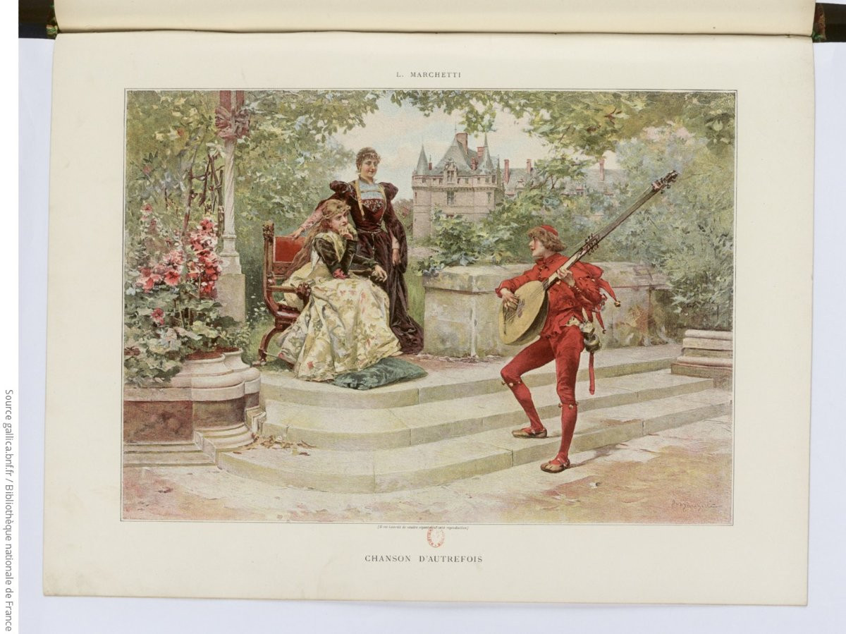 Ludovico Marchetti 1853-1909 Song Of Yesterday Painting 1892 Azay-le-rideau Theorbo Music-photo-6
