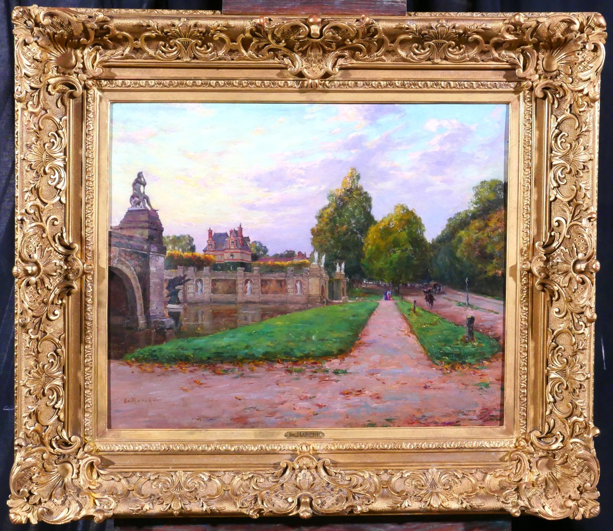 Ernest Marche 1864-1932 Fontainebleau, Castle, The Park, Painting, Salon 1902, Barbizon Landscape-photo-2
