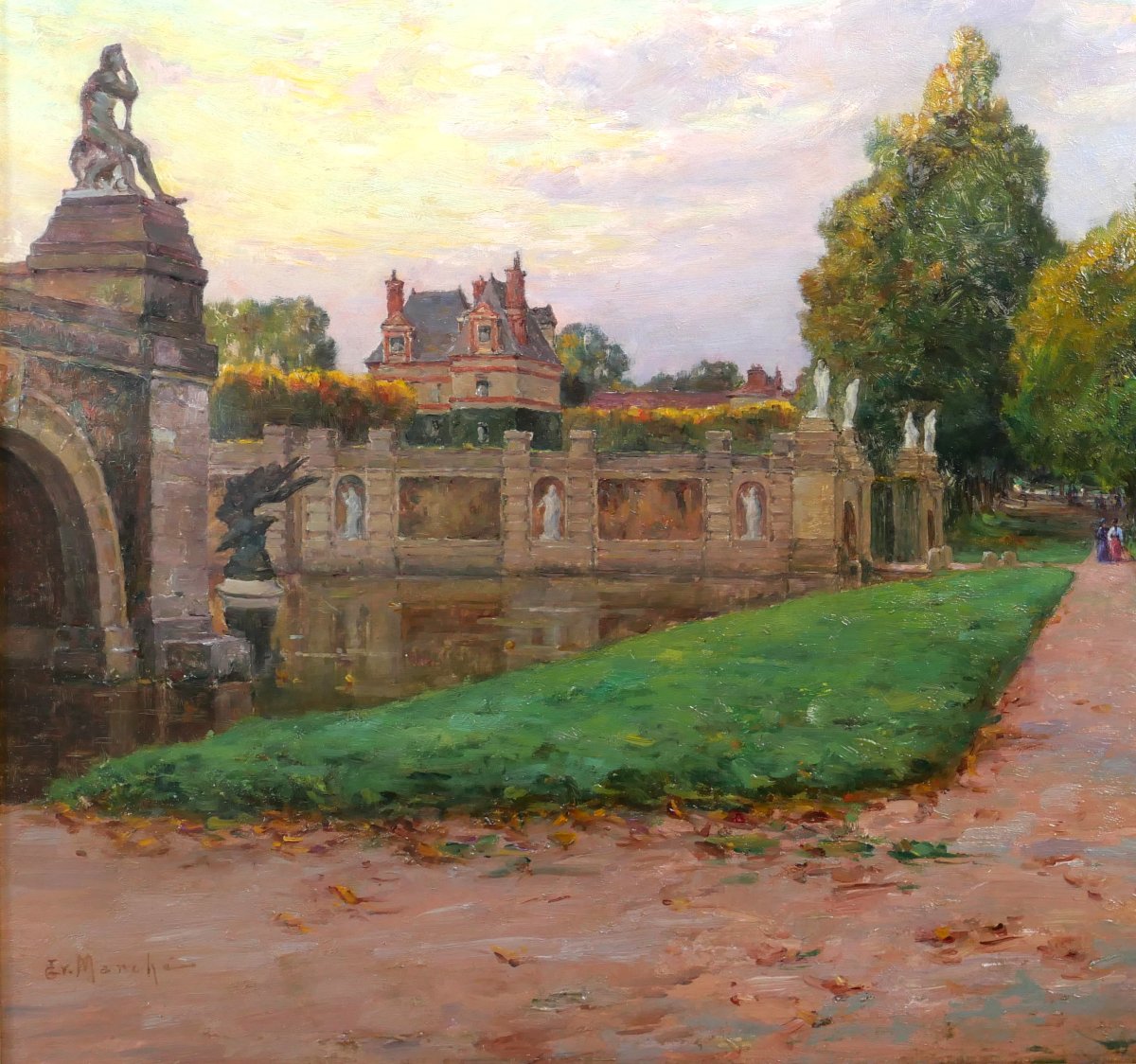 Ernest Marche 1864-1932 Fontainebleau, Castle, The Park, Painting, Salon 1902, Barbizon Landscape-photo-4