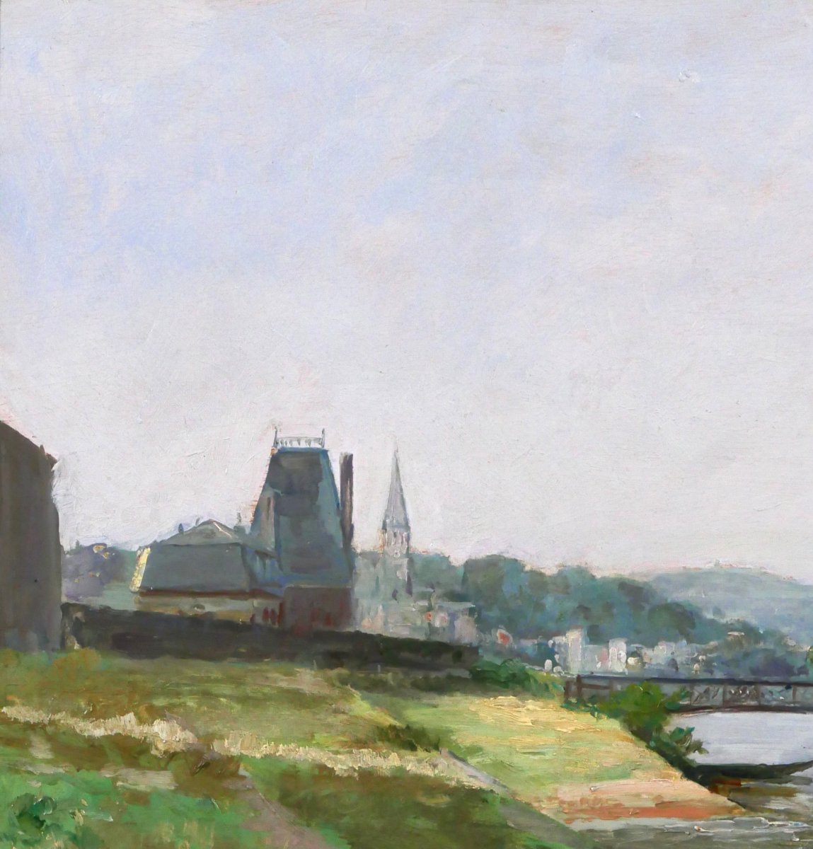 Victor Marais-milton 1872-1944 Sèvres, The Quays Of The Seine, View Of Saint-cloud, Landscape Painting-photo-1
