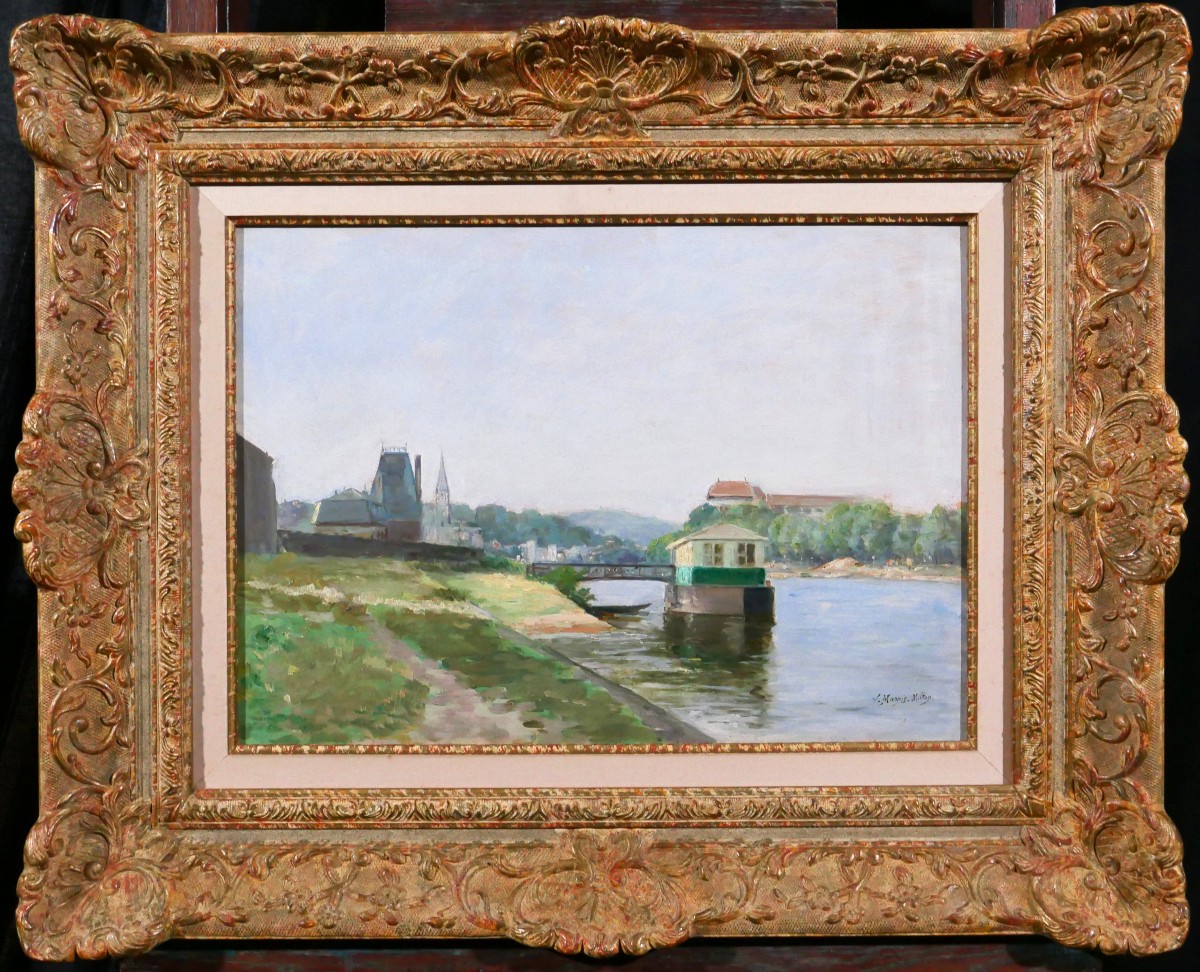 Victor Marais-milton 1872-1944 Sèvres, The Quays Of The Seine, View Of Saint-cloud, Landscape Painting