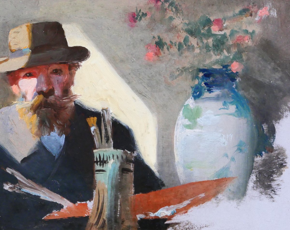 Impressionist School, 1896, Self-portrait Of A Painter, Painting, Impressionist Portrait-photo-2