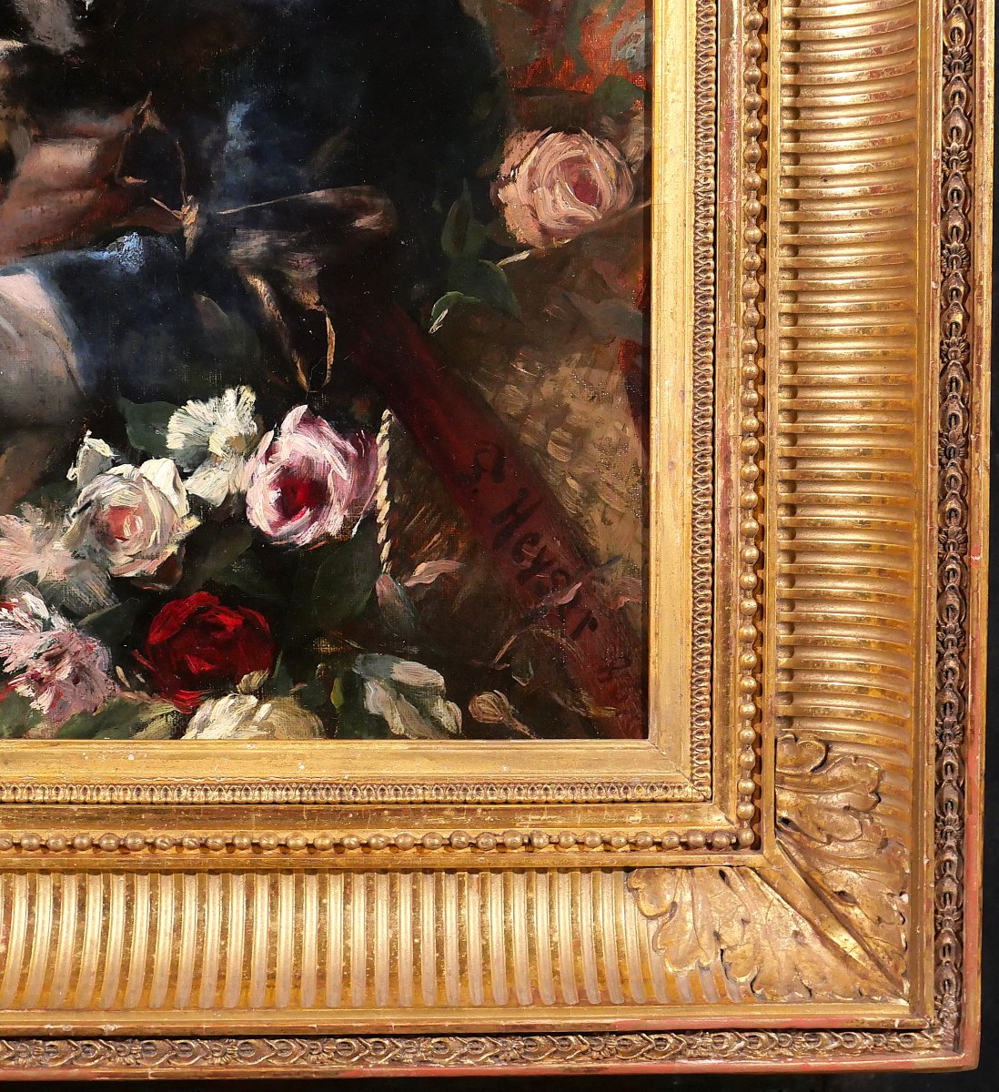 Friedrich Heyser 1857-1921 Portrait Of A Young Girl With A Dog, Painting, 1886, Dog Child-photo-6