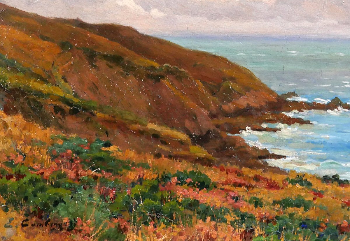 Emile Cambiaggio 1857-1930 Brittany, Binic, Landscape, Painting, 1909, Impressionism, Seascape-photo-4