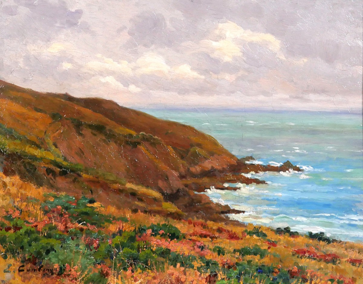 Emile Cambiaggio 1857-1930 Brittany, Binic, Landscape, Painting, 1909, Impressionism, Seascape