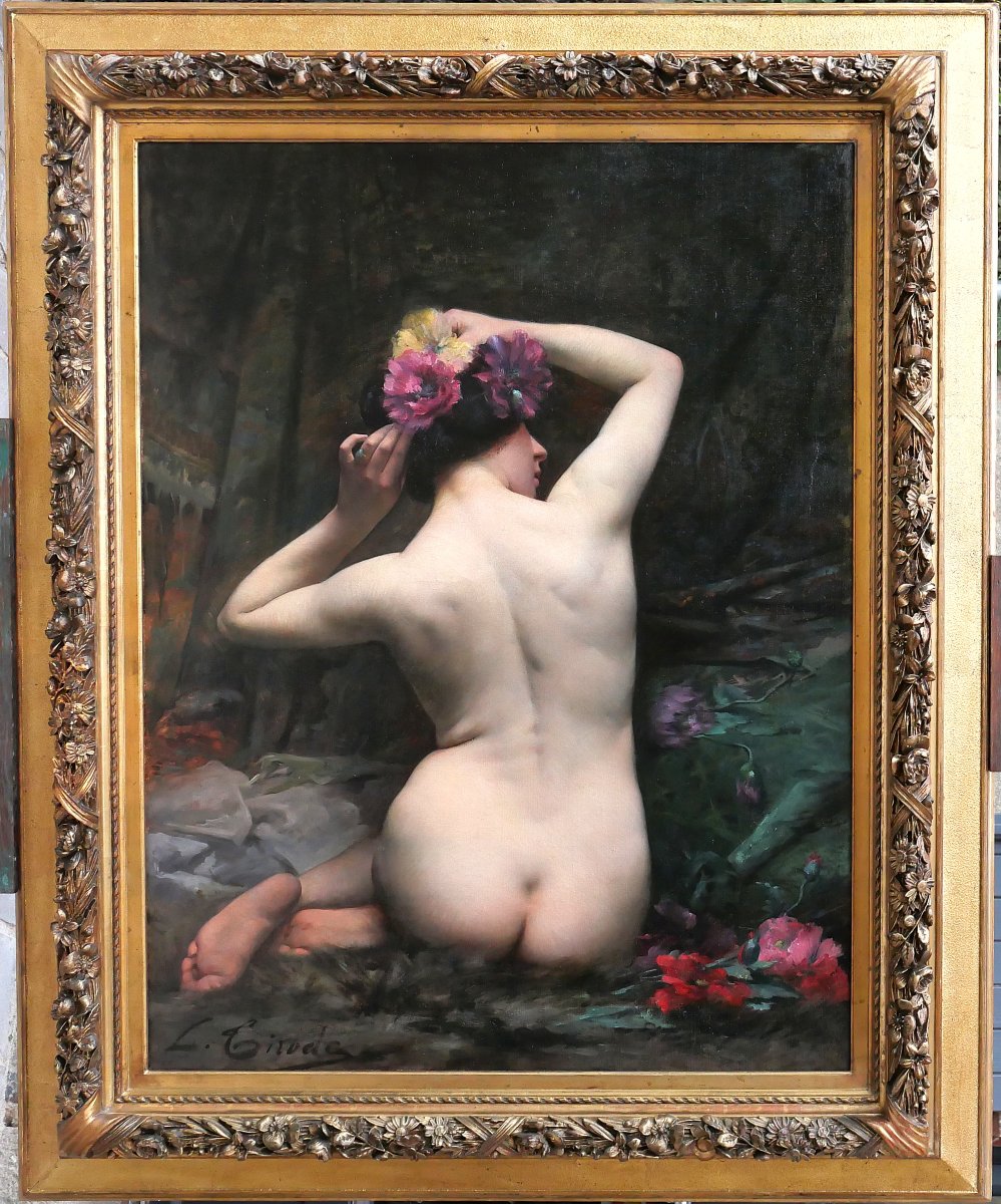 Léon Tirode 1873-1953 After The Bath, Nude Woman, Large Painting, Salon 1898-photo-2