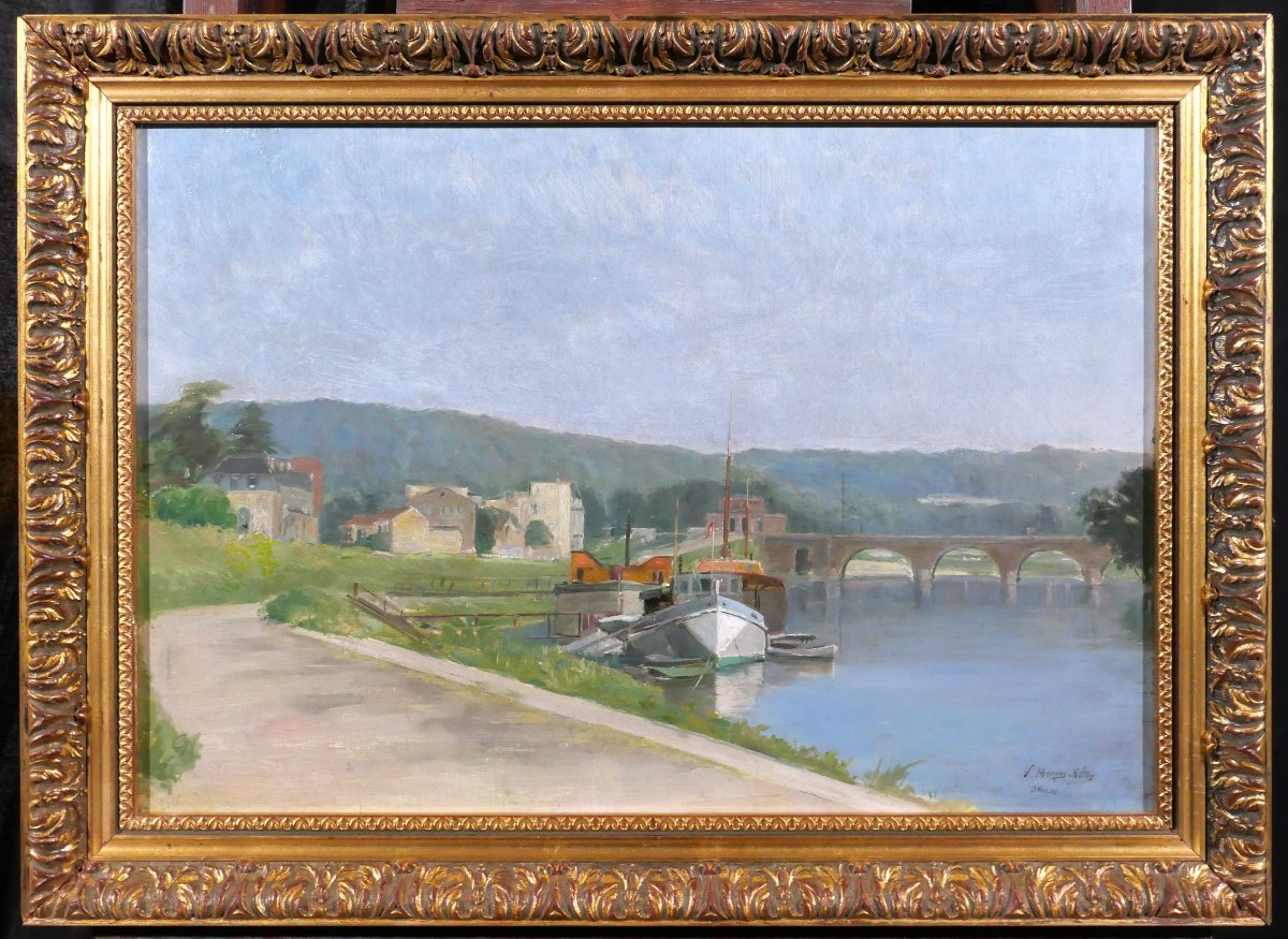 Victor Marais-Milton, 1872-1944 Le pont de Sèvres, tableau paysage Seine impressionnisme-photo-2