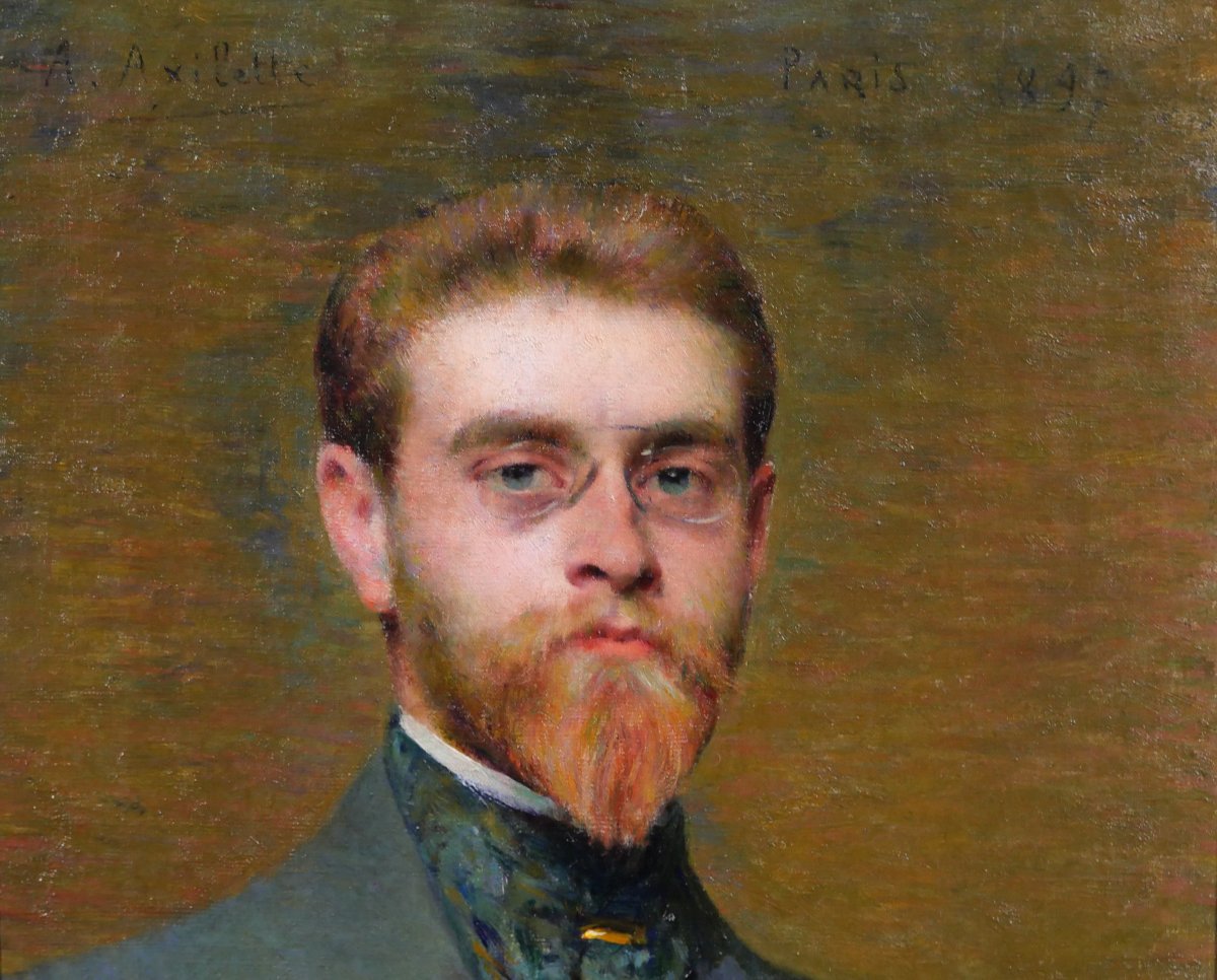 Alexis Axilette 1860-1931 Portrait Of A Bearded Man, Painting 1897 Impressionism-photo-3