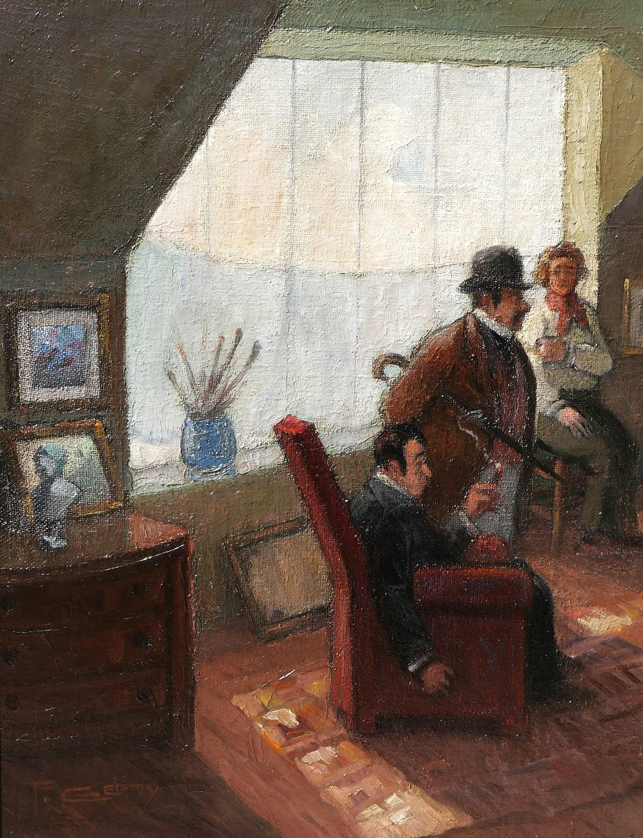 Pierre Germy, 20th Century, The Philistines, Painting, 1935, Interior, Artist's Interior, Germinet-photo-3