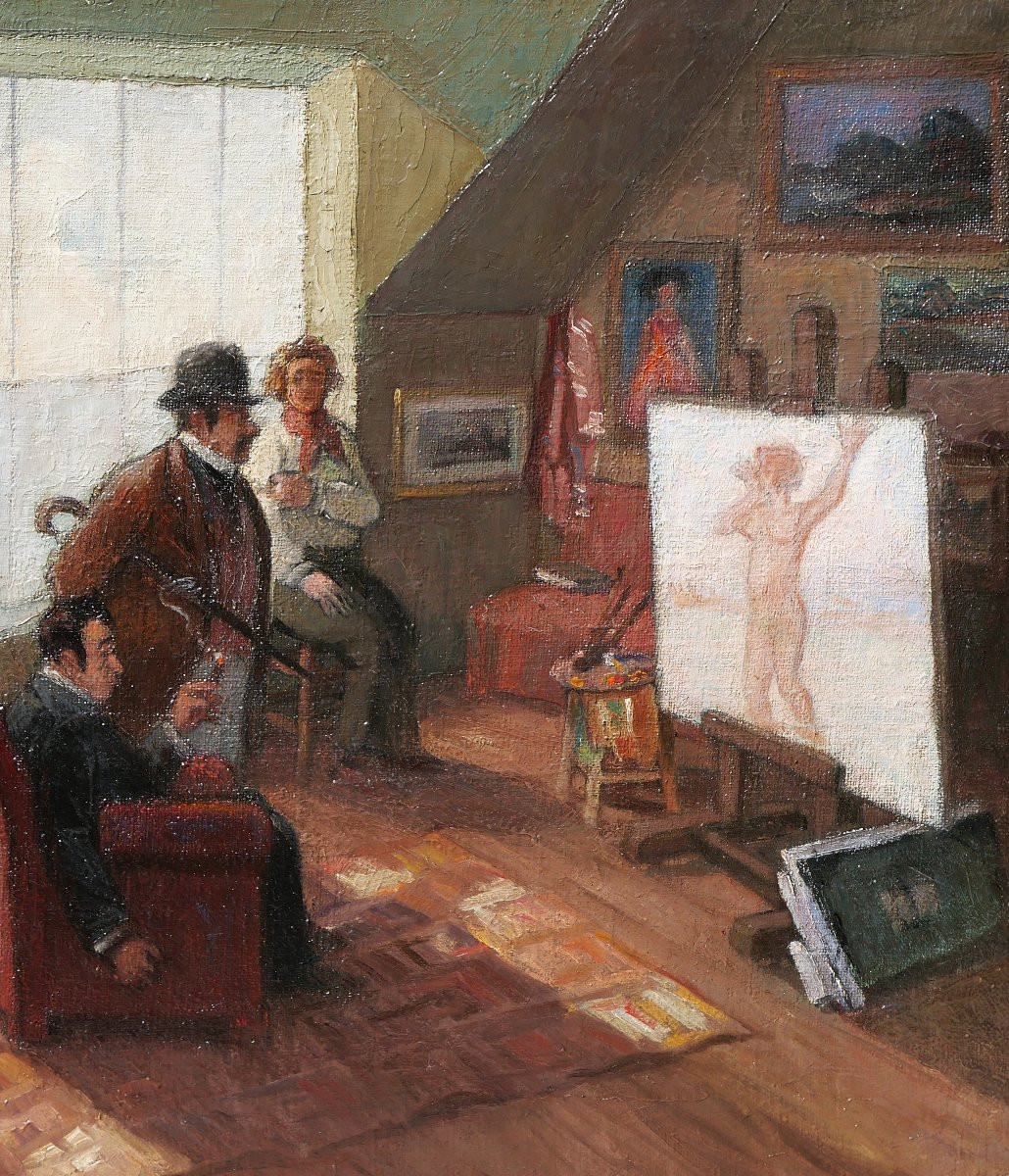 Pierre Germy, 20th Century, The Philistines, Painting, 1935, Interior, Artist's Interior, Germinet-photo-4