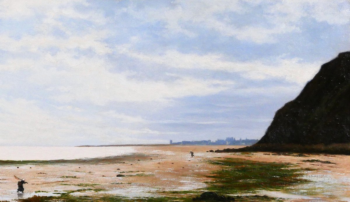 Olivier Cheron 1854-1935 Arromanches, Landscape, Morning Effect, Painting, Salon 1887, Normandy-photo-3