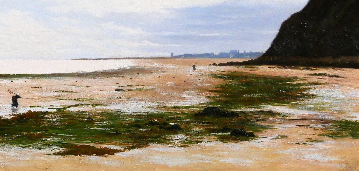 Olivier Cheron 1854-1935 Arromanches, Landscape, Morning Effect, Painting, Salon 1887, Normandy-photo-4