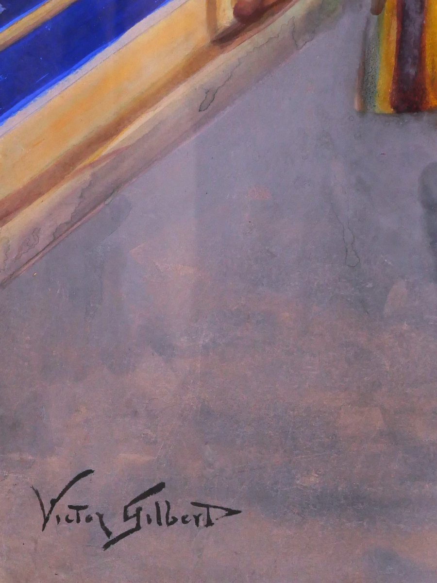 Victor Gilbert 1847-1935 The Cruise Ball, Panoramic Drawing, Painting, Boat, Party, Circus-photo-4