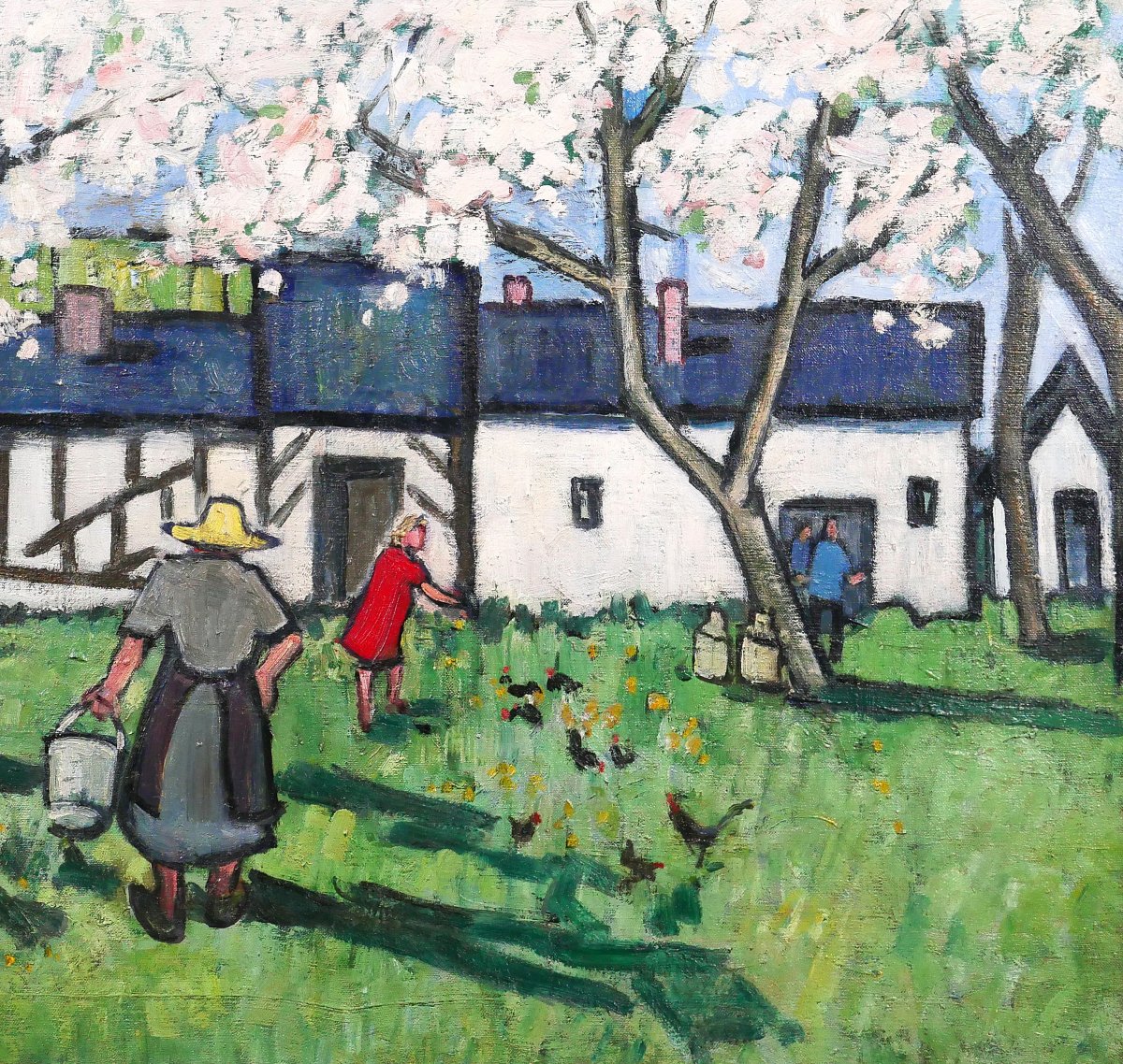 Henriette Le Pesqueux, Spring On The Farm In Normandy, Painting, Circa 1930-40, Flowering Tree-photo-4